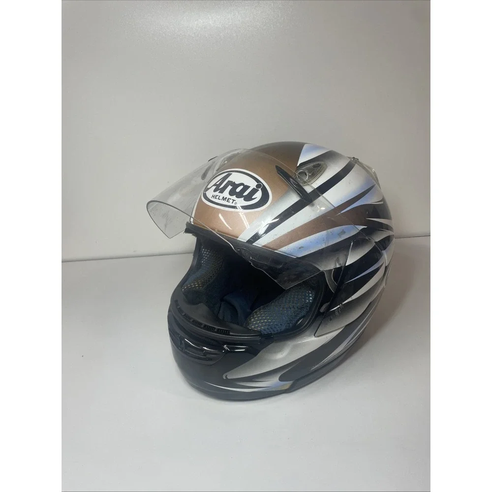 Arai Quantum Helmet Medium 57-58cm Brown, Black, White Made in Japan DOT Snell